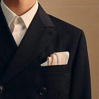 ポケットチーフ 45 cm 《カデュセ・ロック》 - オレンジ | Hermès